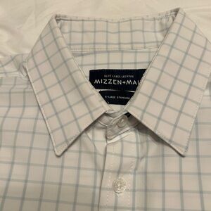 Mizzen+Main Men's White and Light Gray Grid Shirt